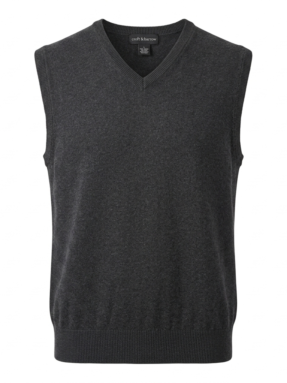 Croft‎ & Barrow Charcoal Gray V-Neck Sweater Vest - Size Large